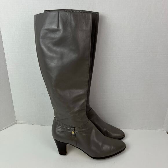 Salvatore Ferragamo Vintage Gray Heeled Tall Ridding Boots Size 8 B Narrow Worn - Picture 6 of 16